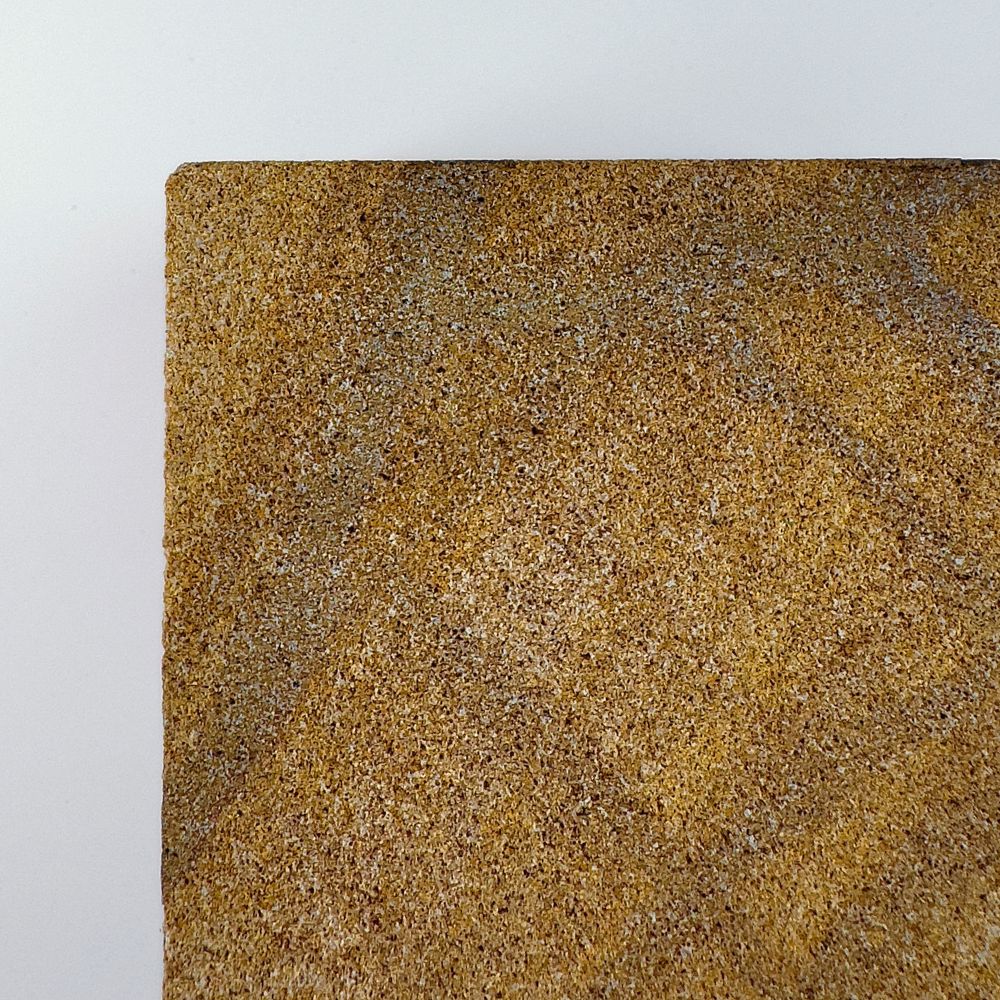 Earth Brown 1 rck. refillable sandstone candle, side face close up of the sandstone